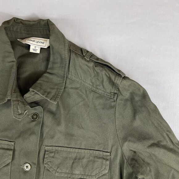 Adam Levine Button-Up Shirt Jacket Long Sleeve Womens S Solid Green Pockets Army - Picture 13 of 14